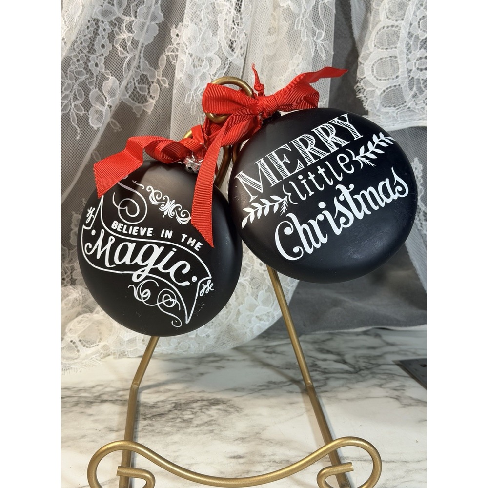 2-Melorose International Black Chalkboard 5" x 5" Christmas Decorations (3063)